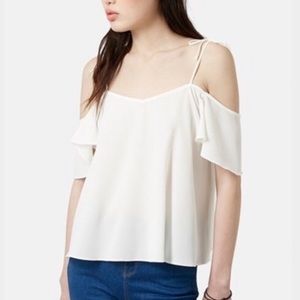 Topshop Tie Strap Cold Shoulder Top